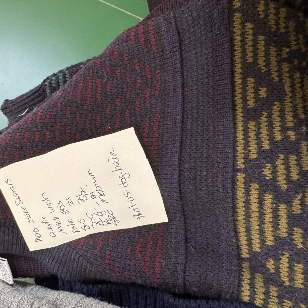 The Men's Store Red, Yellow, Purple and Gray V-Neck Sweater